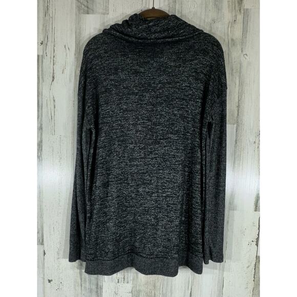 Gap Sweater Size Medium Marled Dark Gray‎ Cowl Neck Stretchy Ribbed Trim - Picture 2 of 8
